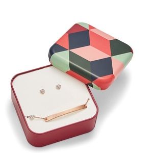 Fossil gold/crystal earring and bracelet set